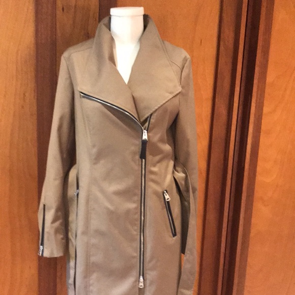 Mackage Estela Trench Coat Tan Leather Trim S EUC - Picture 9 of 15